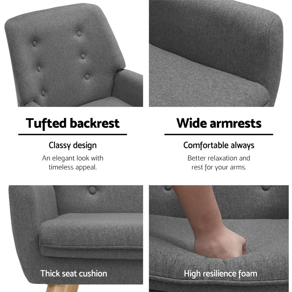 Artiss Armchair Linen Fabric Grey Charcoal