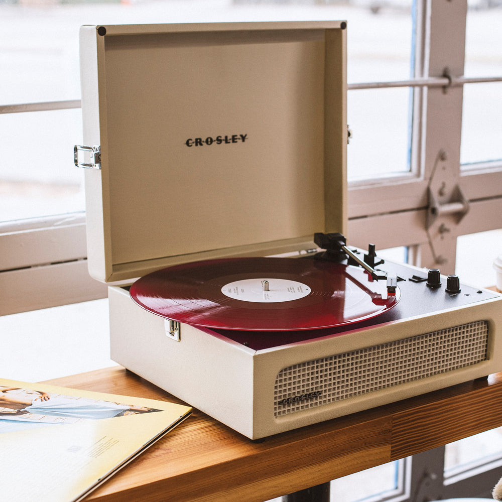 Crosley Voyager Bluetooth Portable Turntable - Dune + Bundled Majority D40X Bluetooth Speakers - Black