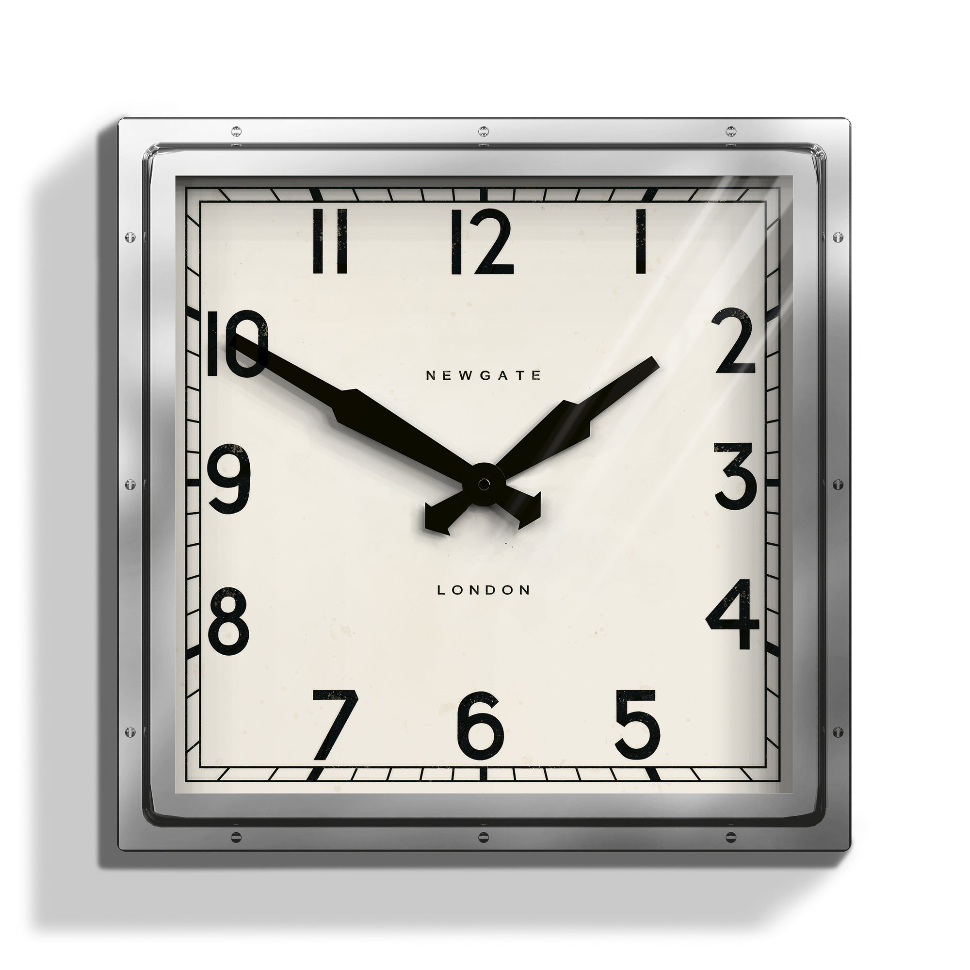 Newgate Quad Wall Clock Chrome - Modern Minimalist Design