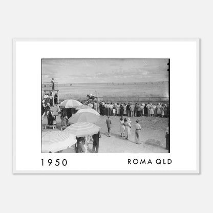 Spectators watching a country race meeting in Roma Queensland, 1950.