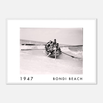 Bondi lifesavers surf boat Sydney 1947 restored vintage framed photograph