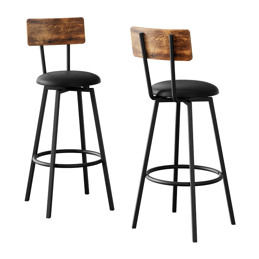 Artiss Industrial Bar Stools Set of 2 - Upholstered Steel Frame Black