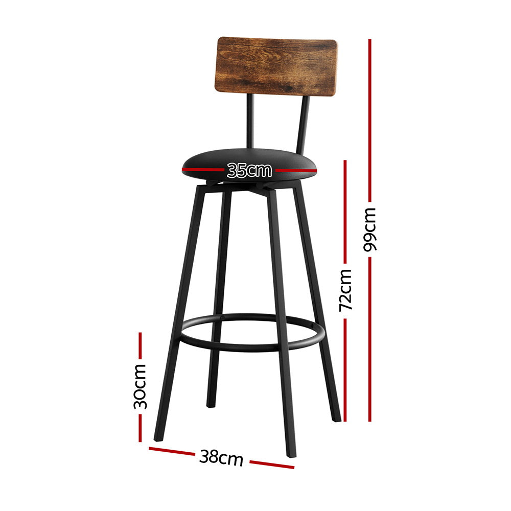 Artiss Industrial Bar Stools Set of 2 - Upholstered Steel Frame Black