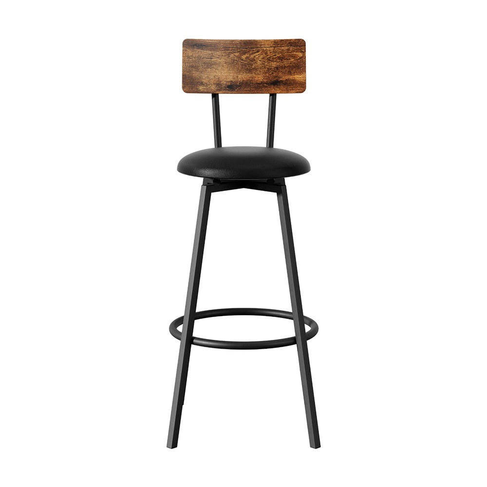 Artiss Industrial Bar Stools Set of 2 - Upholstered Steel Frame Black