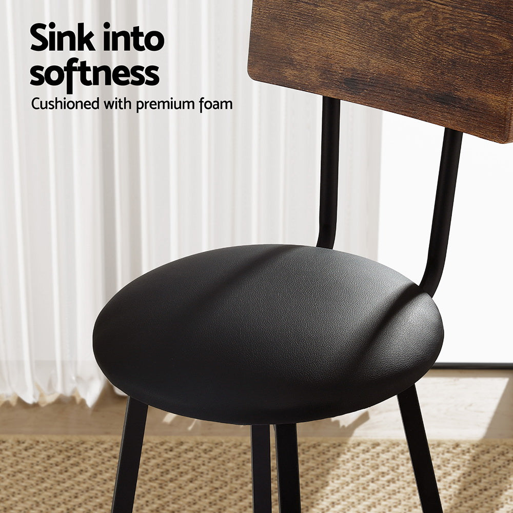 Artiss Industrial Bar Stools Set of 2 - Upholstered Steel Frame Black