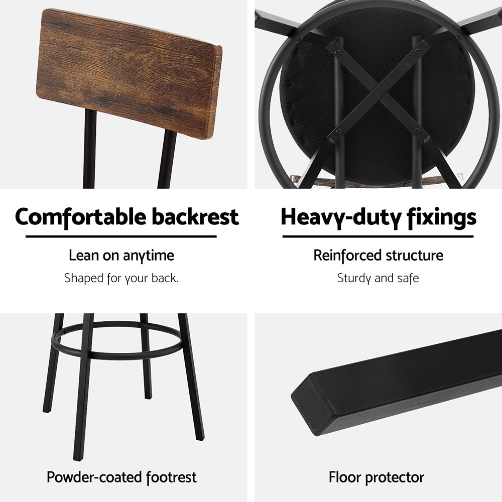 Artiss Industrial Bar Stools Set of 2 - Upholstered Steel Frame Black