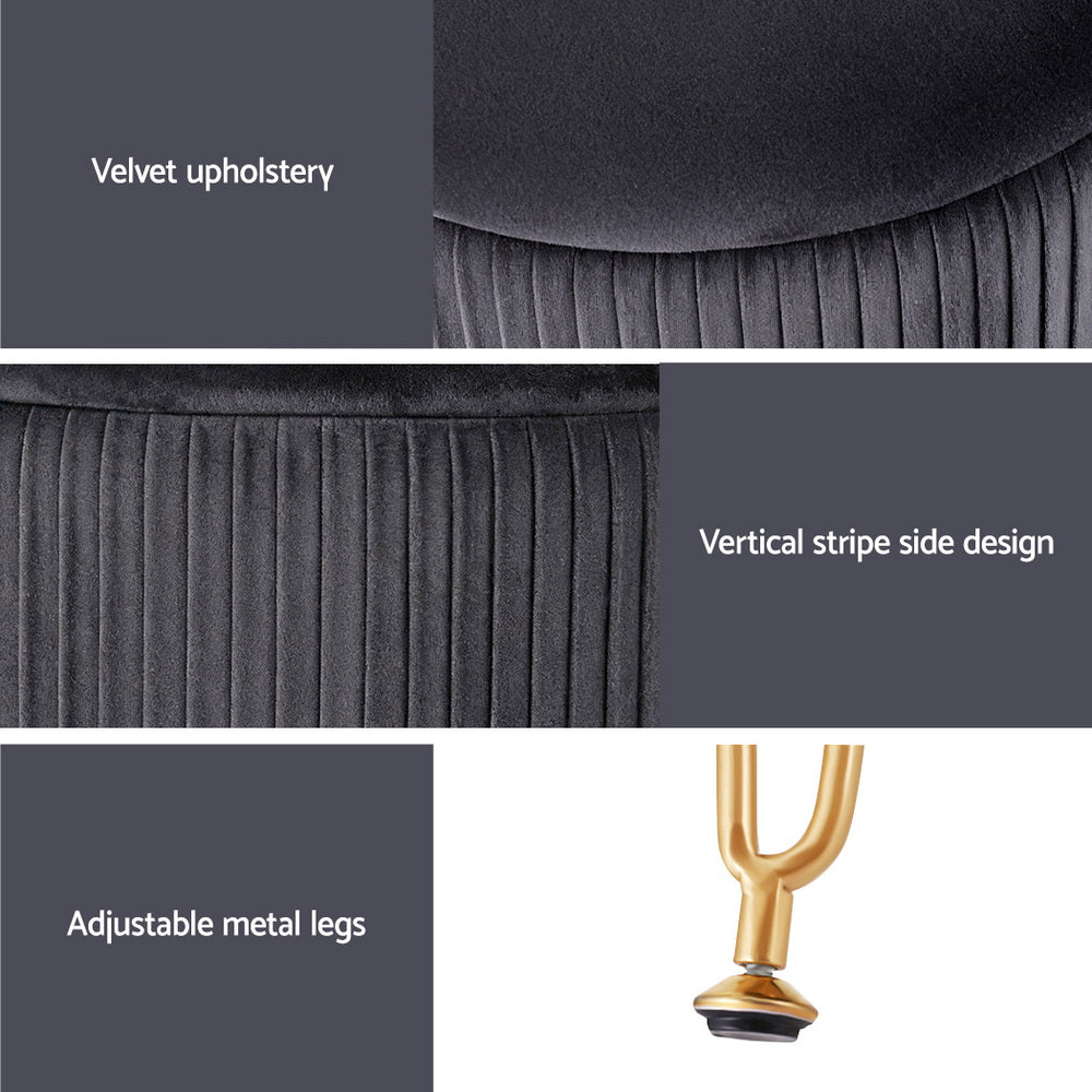 Grey Velvet Storage Ottoman - Round