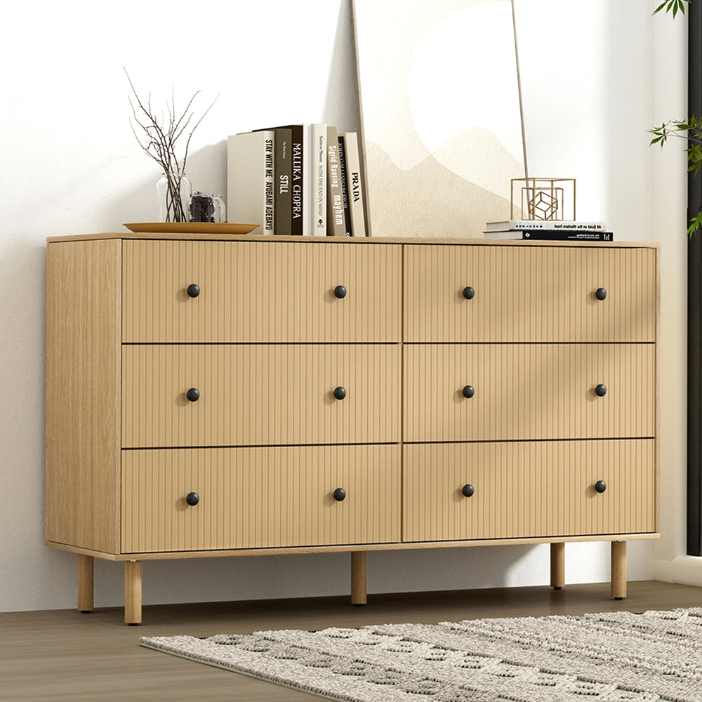 Modern Mid-Century Retro Tallboy Cabinet -6Drawer