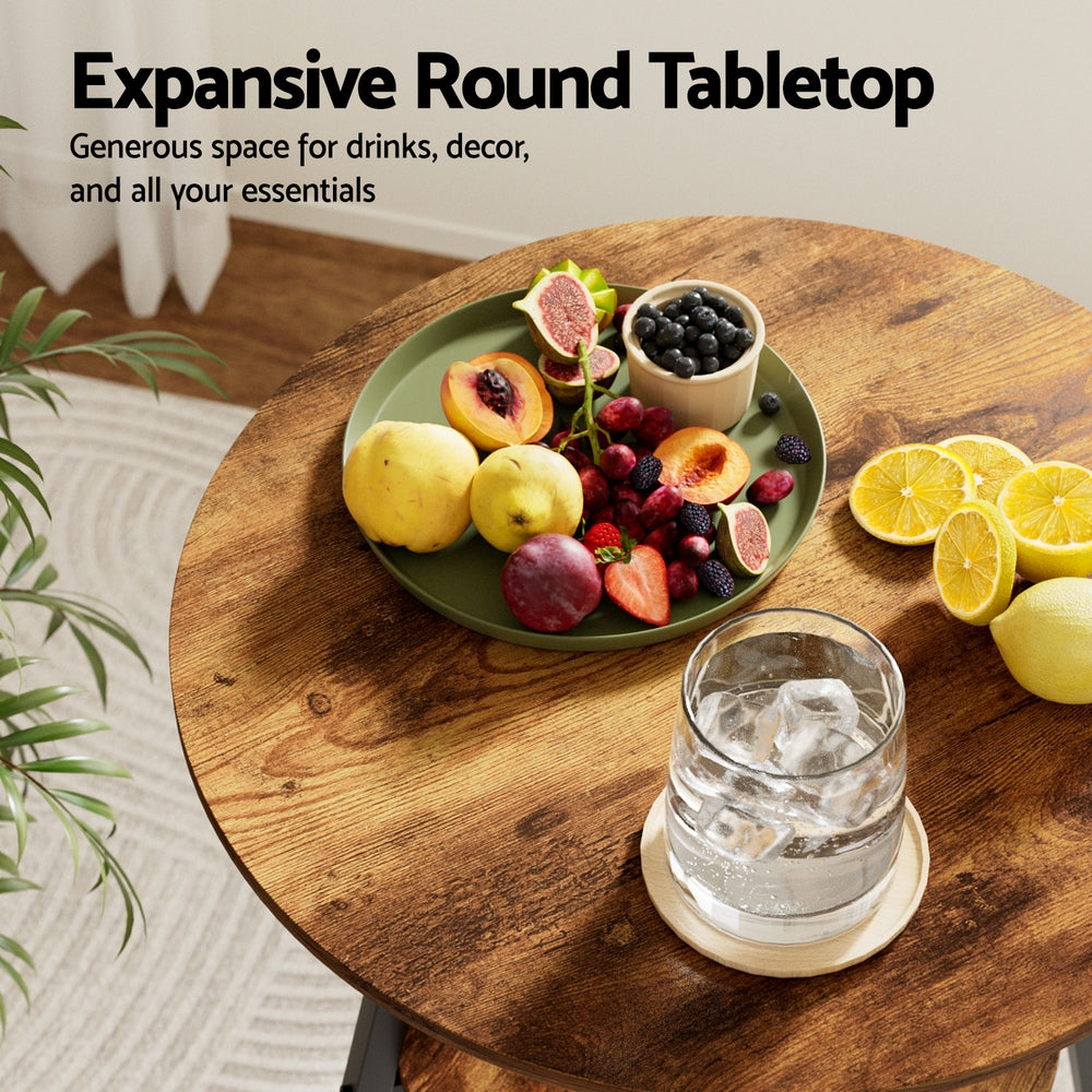 Artiss Industrial Bar Table 2-Tier Organizer - Weather-Resistant Rustic Brown