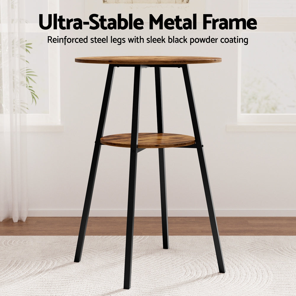 Artiss Industrial Bar Table 2-Tier Organizer - Weather-Resistant Rustic Brown