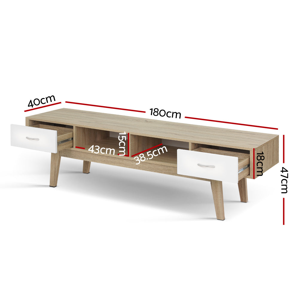 Artiss TV Cabinet Entertainment Unit 180cm Oak White Gary