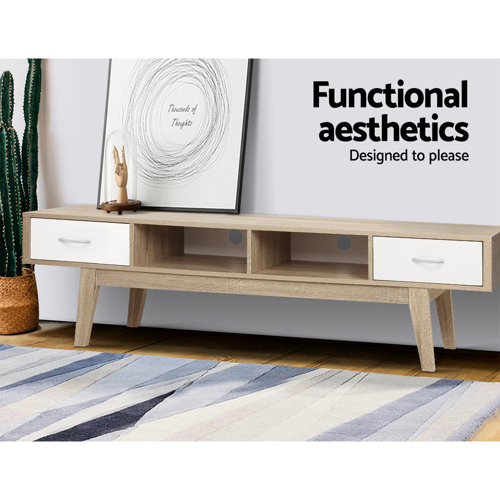 Artiss TV Cabinet Entertainment Unit 180cm Oak White Gary