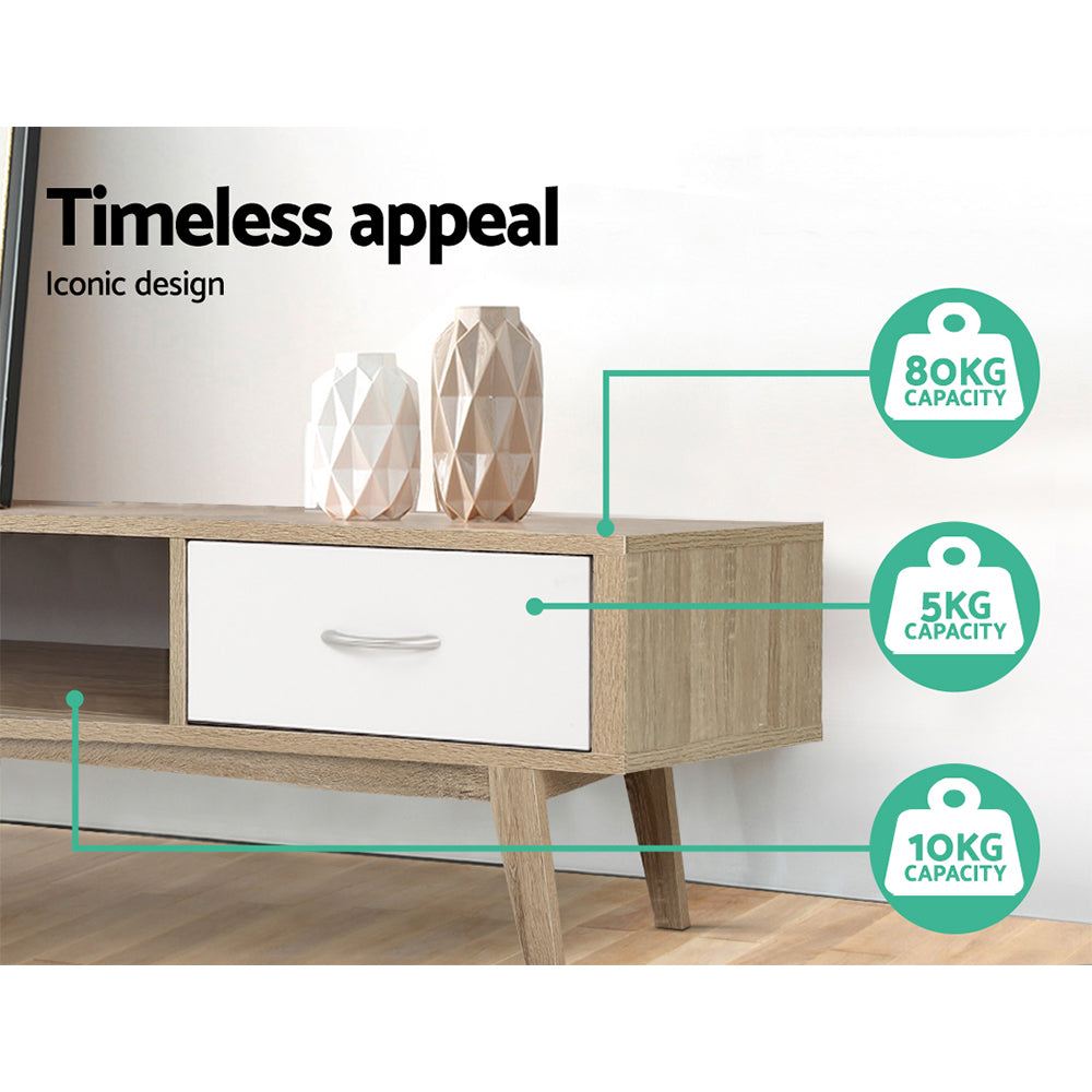 Artiss TV Cabinet Entertainment Unit 180cm Oak White Gary