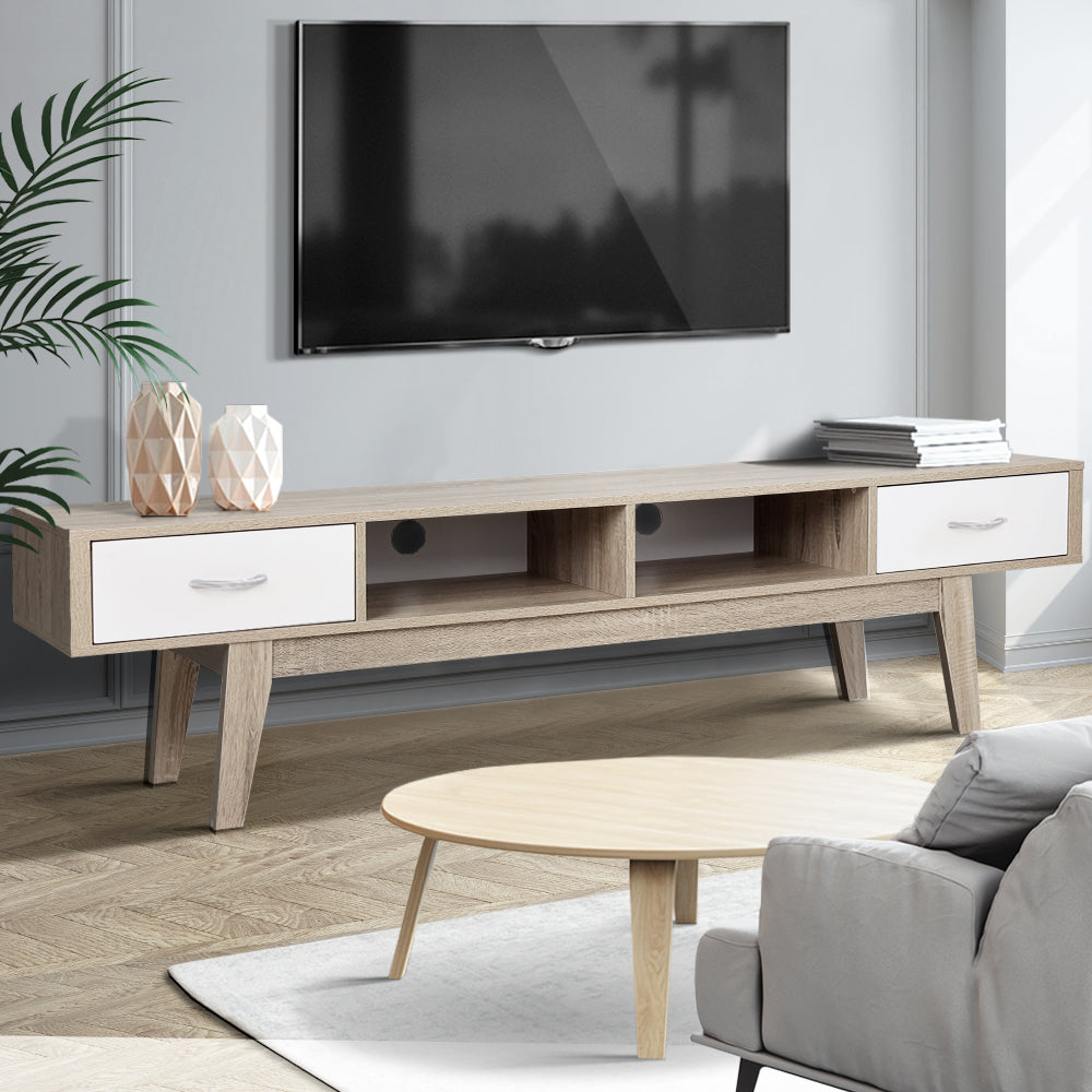 Artiss TV Cabinet Entertainment Unit 180cm Oak White Gary