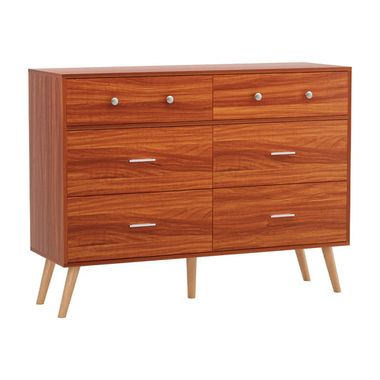 Modern Mid-Century Walnut 6 Drawer Cabinet