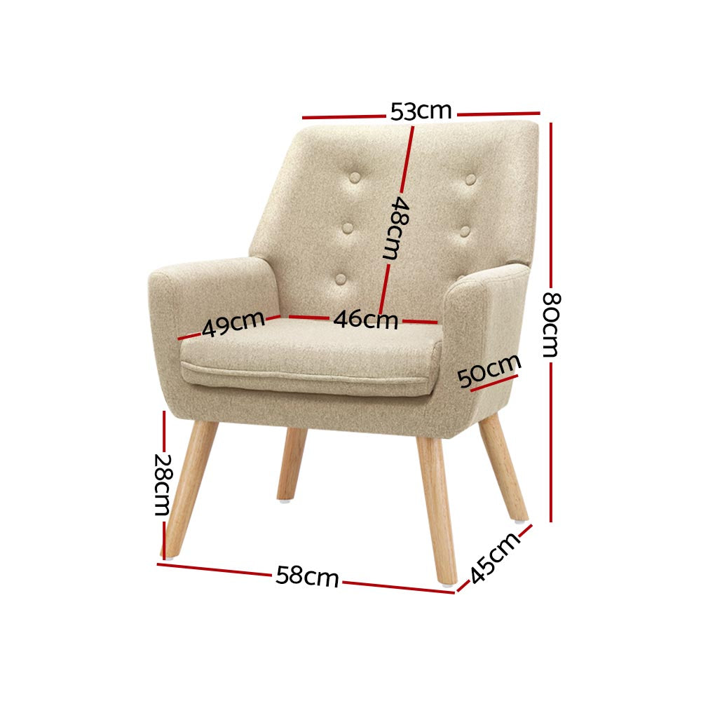 okretroFabric Dining Armchair - Beige