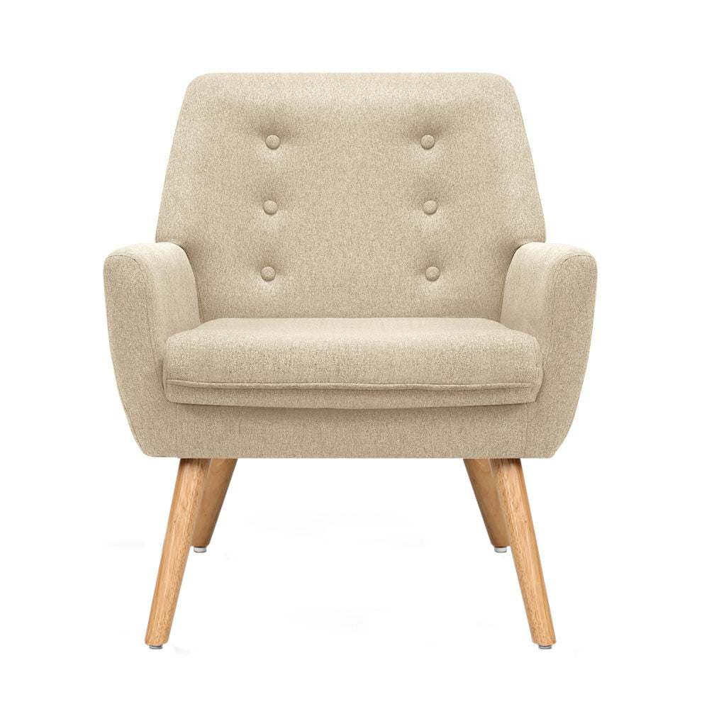 okretroFabric Dining Armchair - Beige