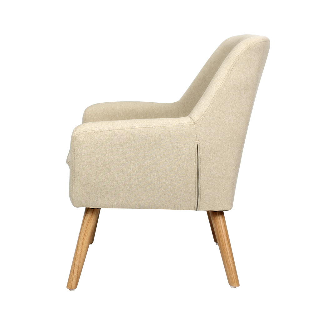 okretroFabric Dining Armchair - Beige