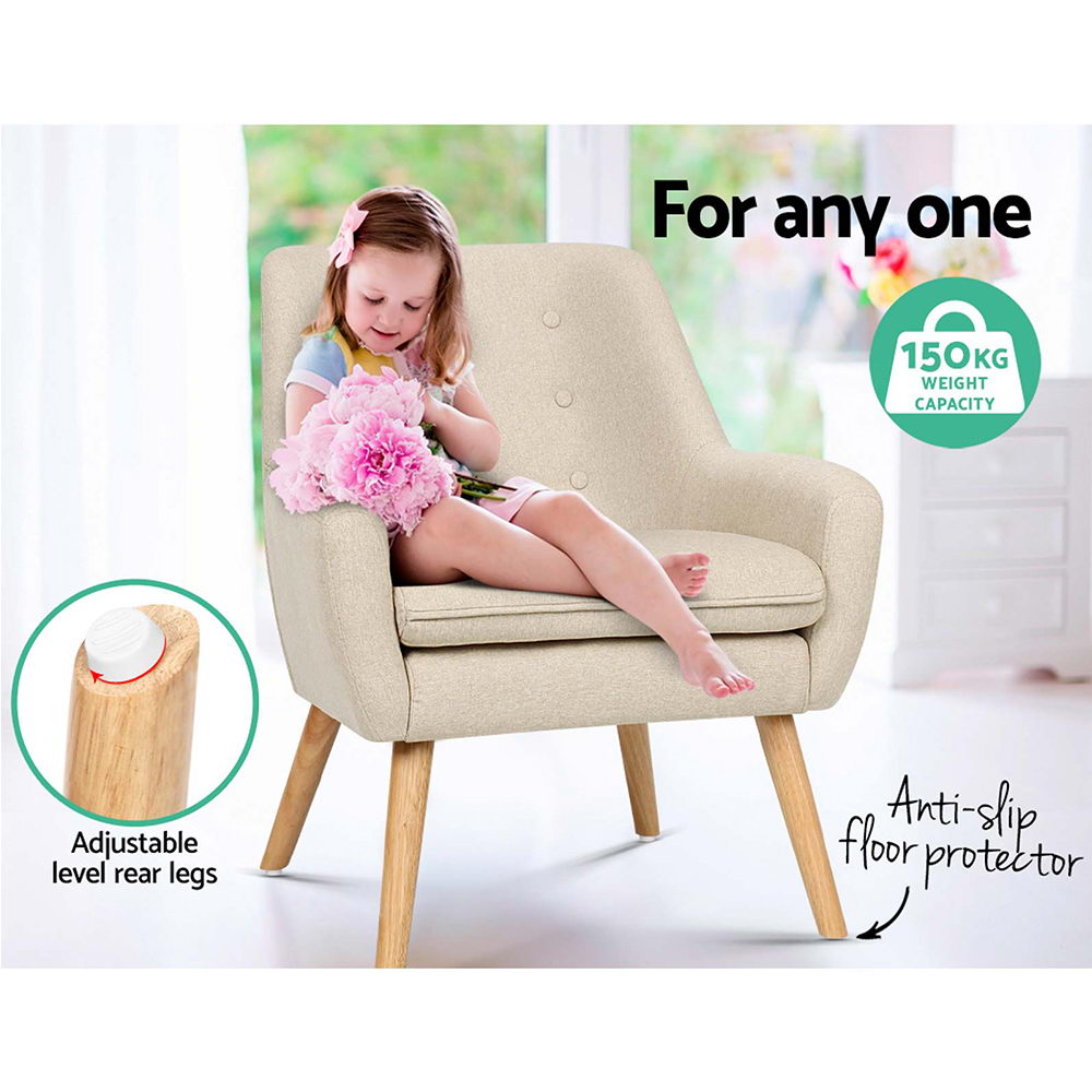 okretroFabric Dining Armchair - Beige