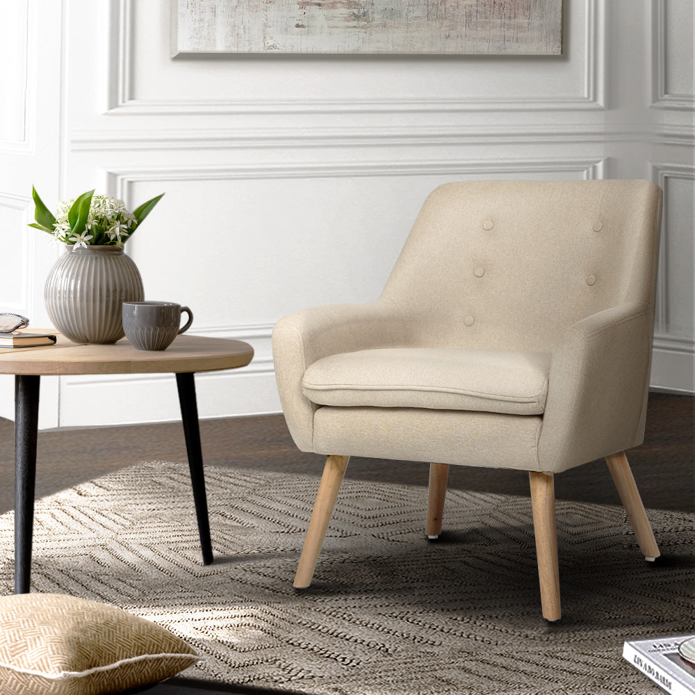 okretroFabric Dining Armchair - Beige