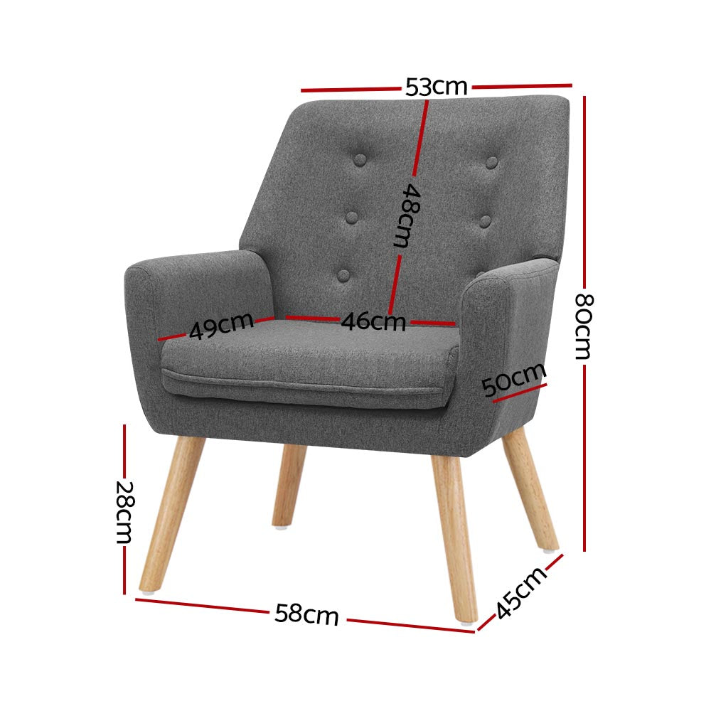 okretro Fabric Dining Armchair - Grey