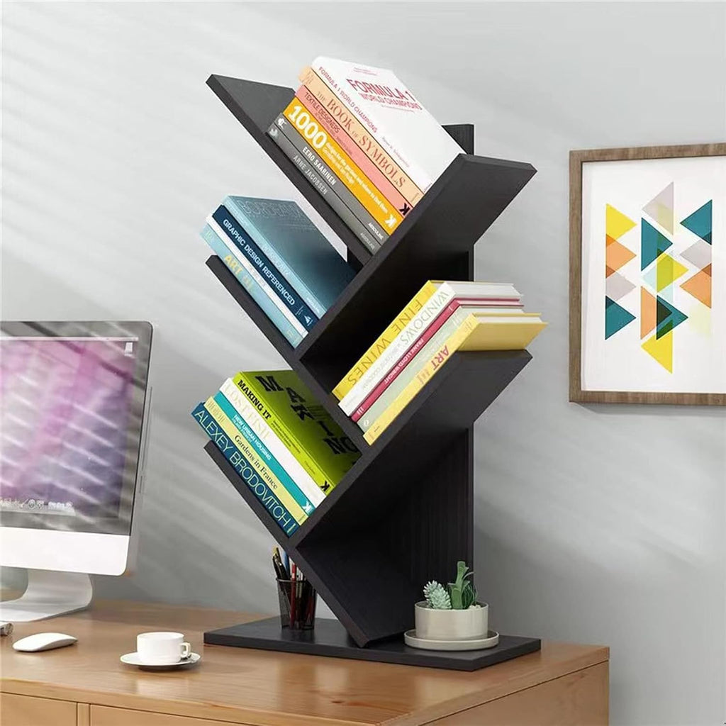5-Tier Tree Bookshelf Storage Rack - Black