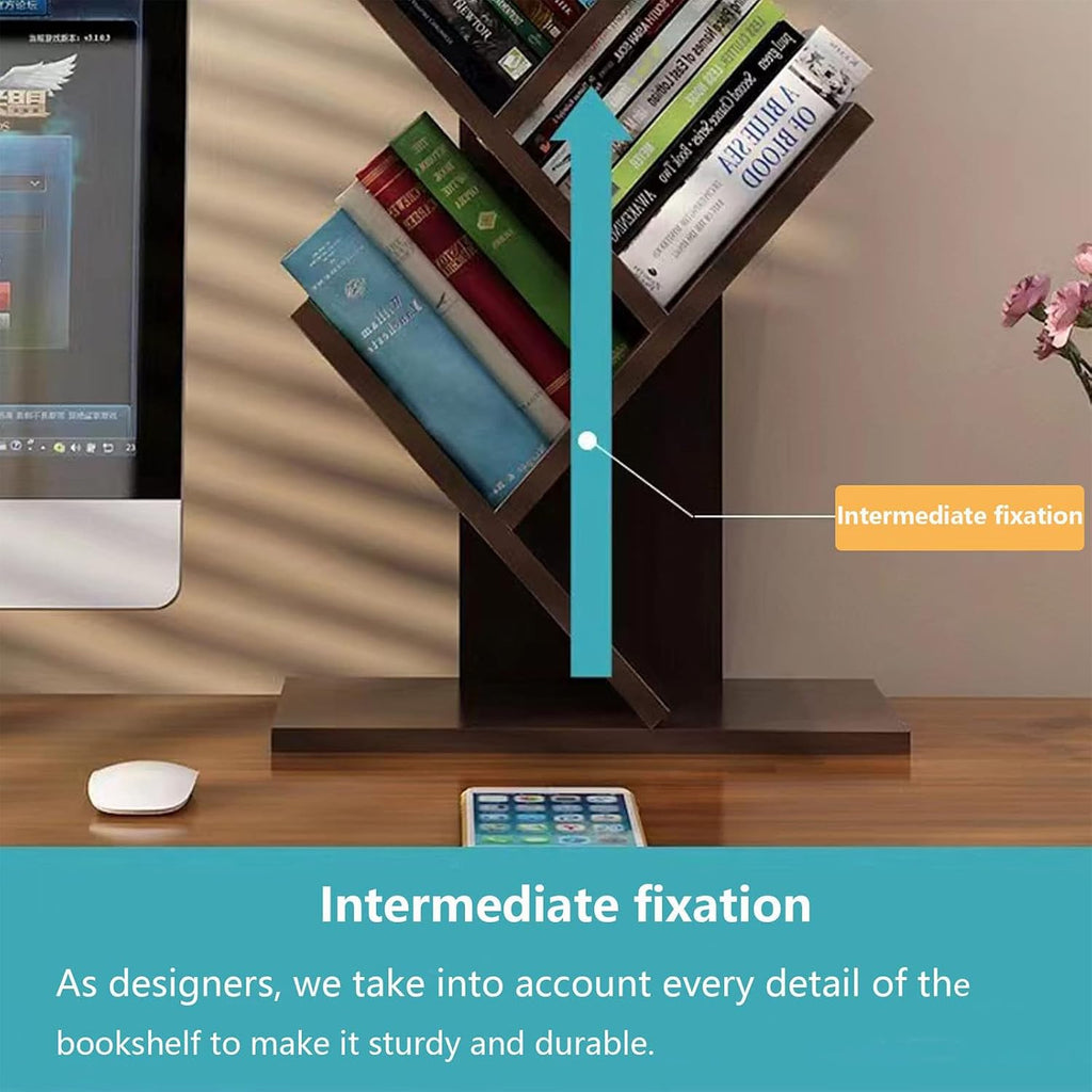 5-Tier Tree Bookshelf Storage Rack - Black