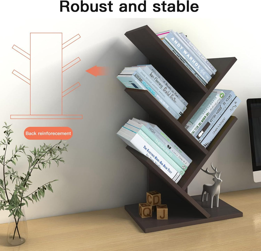 5-Tier Tree Bookshelf Storage Rack - Black