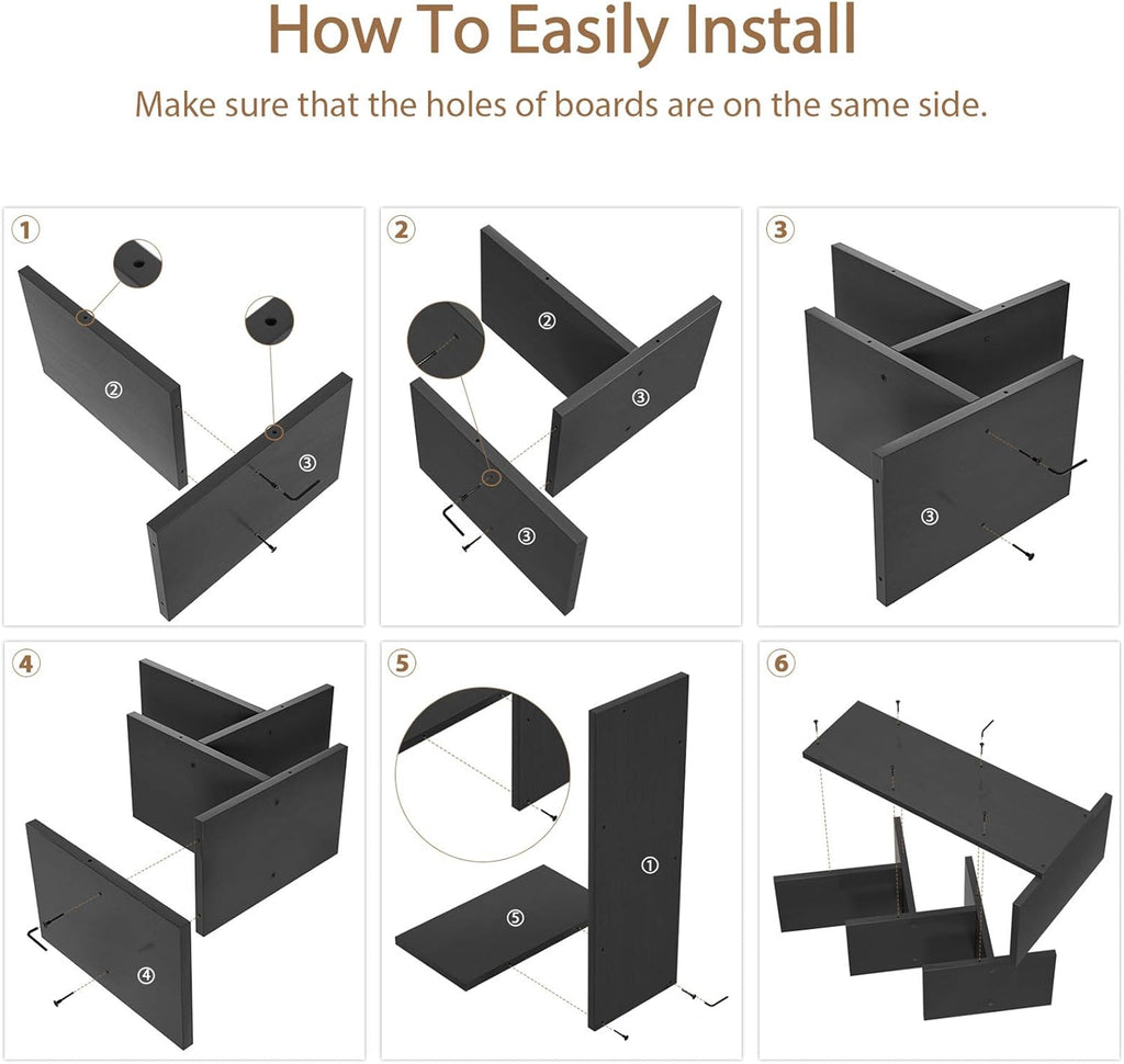 5-Tier Tree Bookshelf Storage Rack - Black