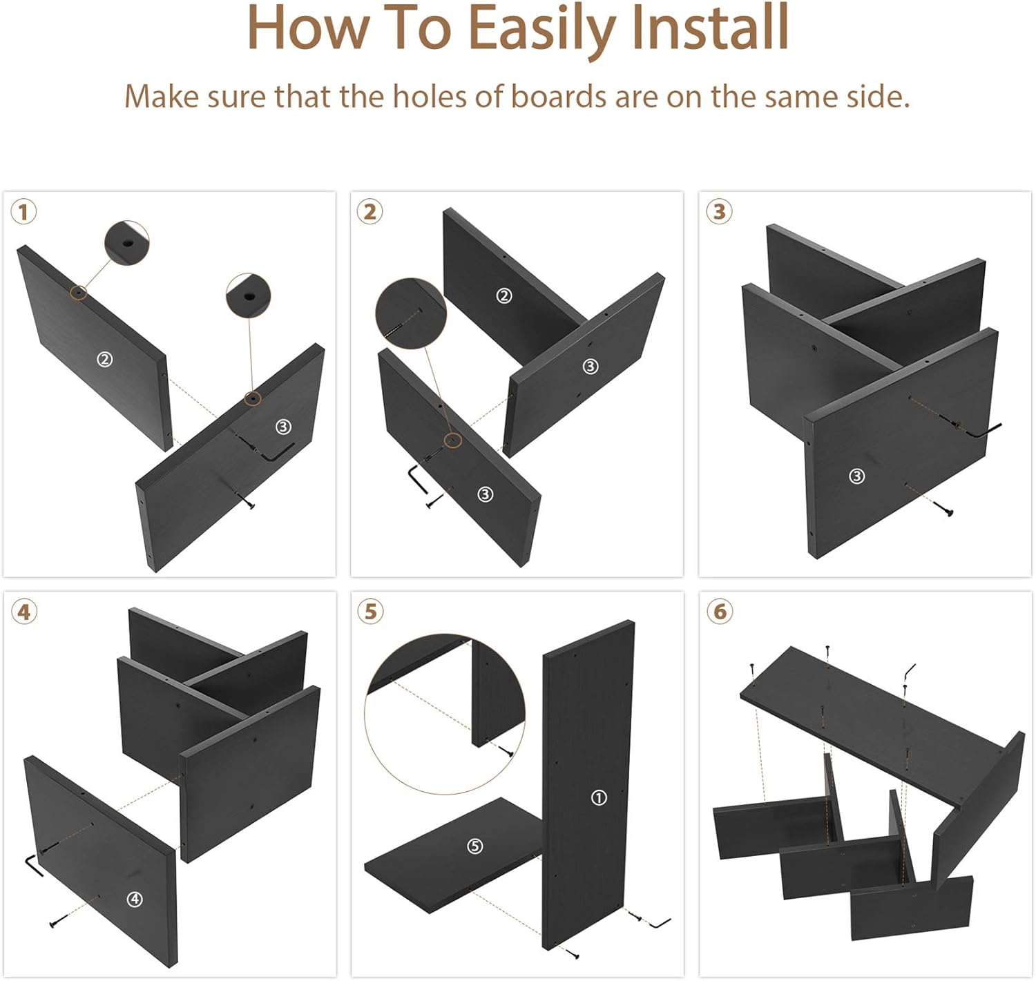 5-Tier Tree Bookshelf Storage Rack - Black