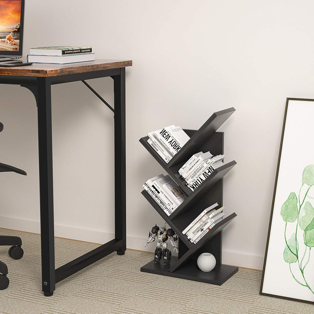 5-Tier Tree Bookshelf Storage Rack - Black