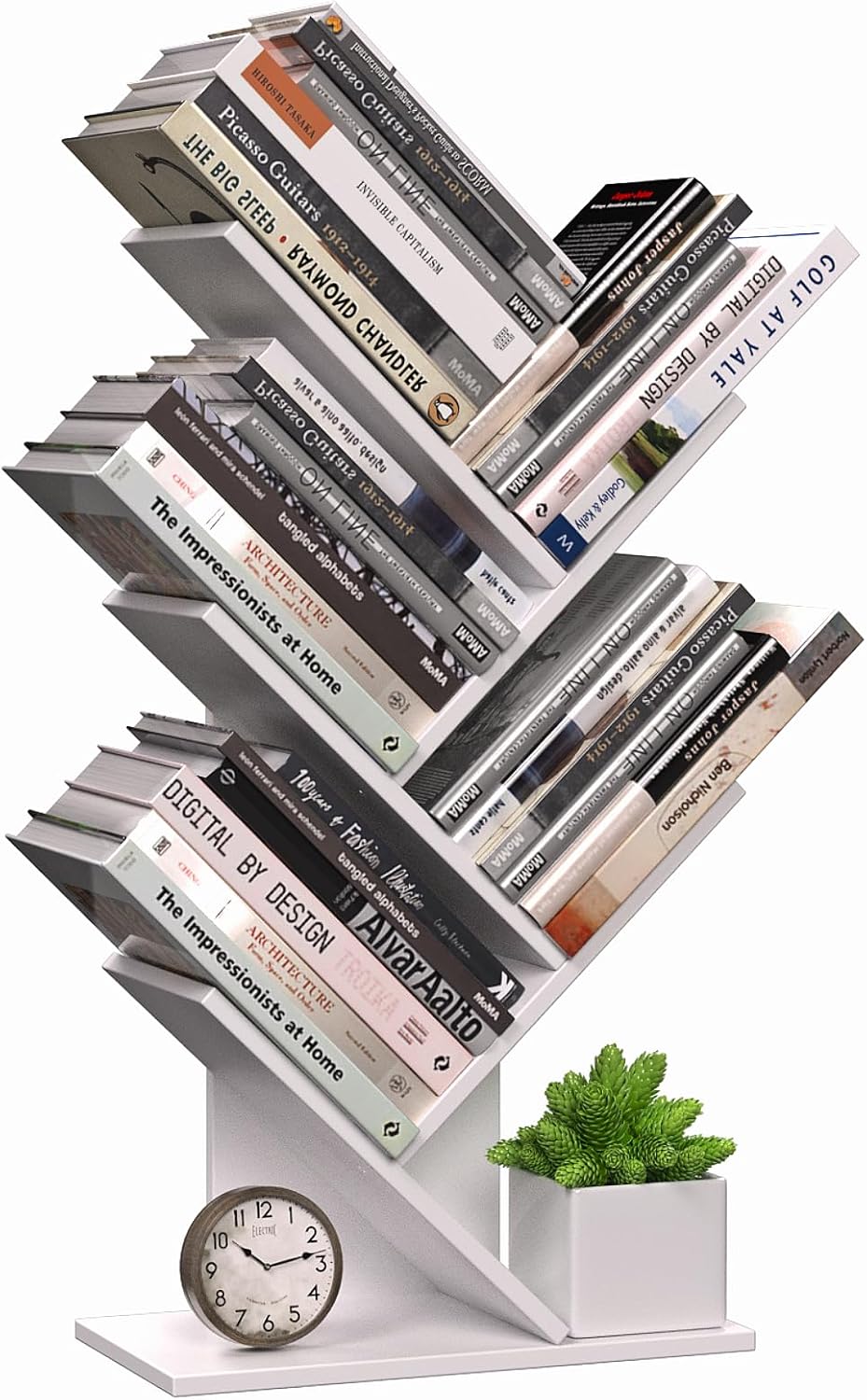 5-Tier Tree Bookshelf Storage Rack - White