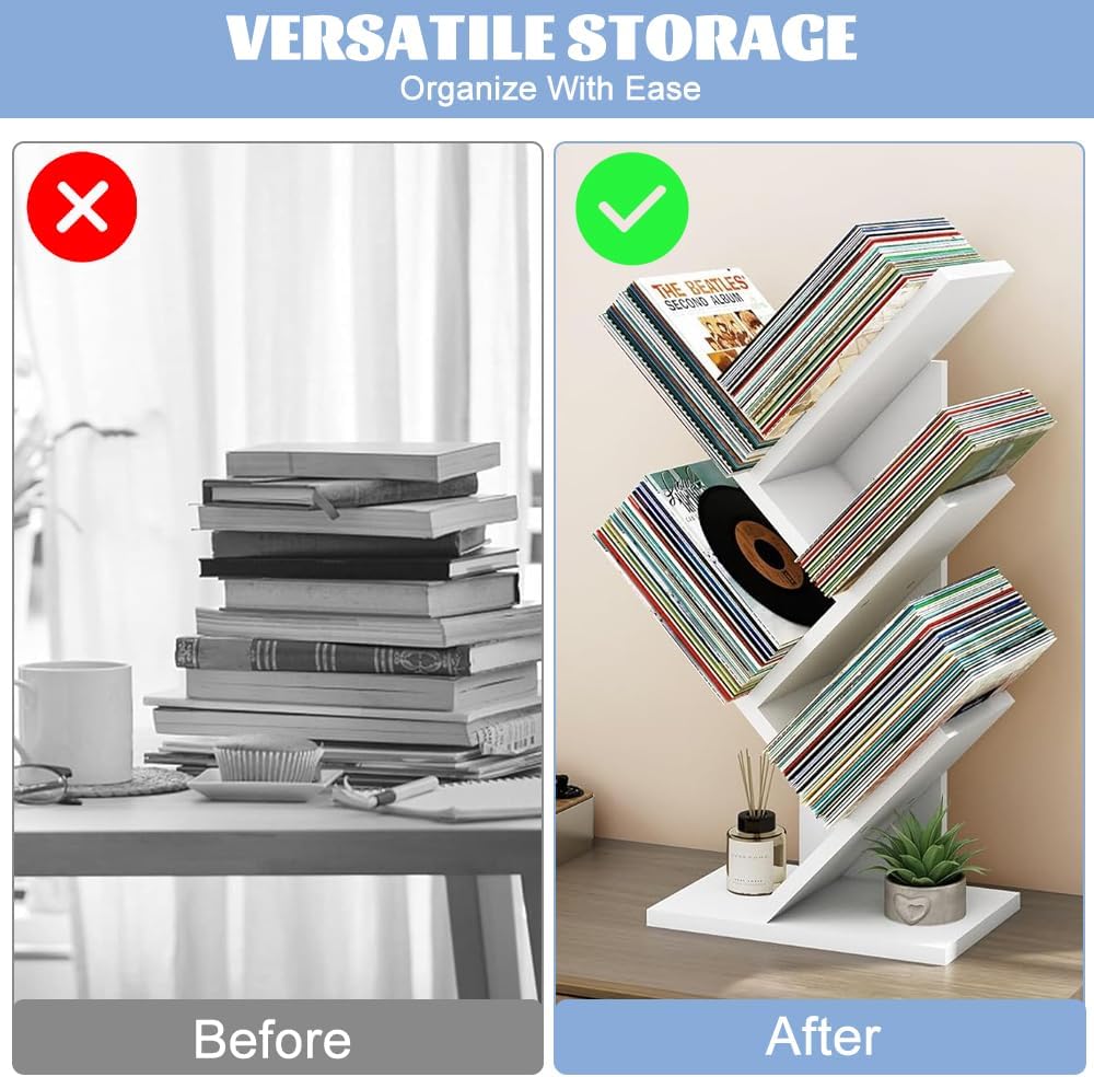 5-Tier Tree Bookshelf Storage Rack - White