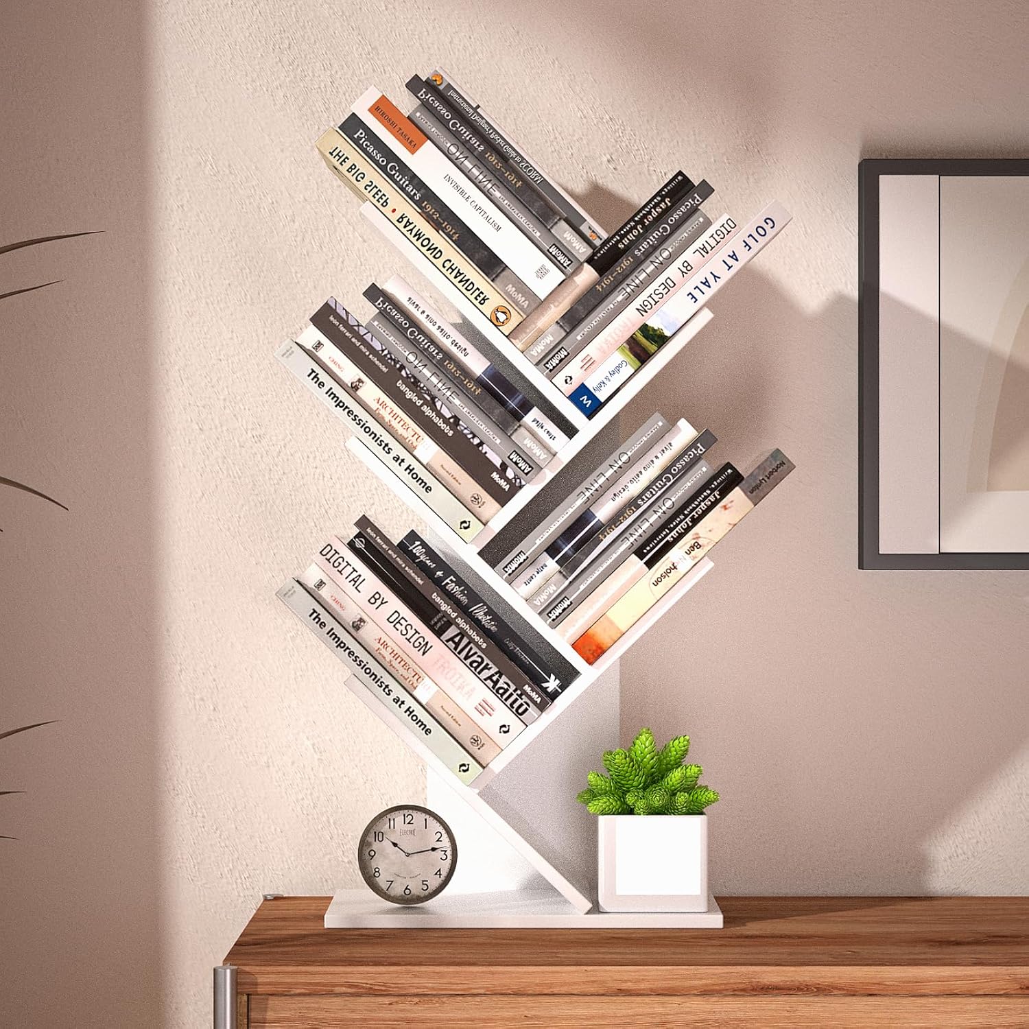 5-Tier Tree Bookshelf Storage Rack - White
