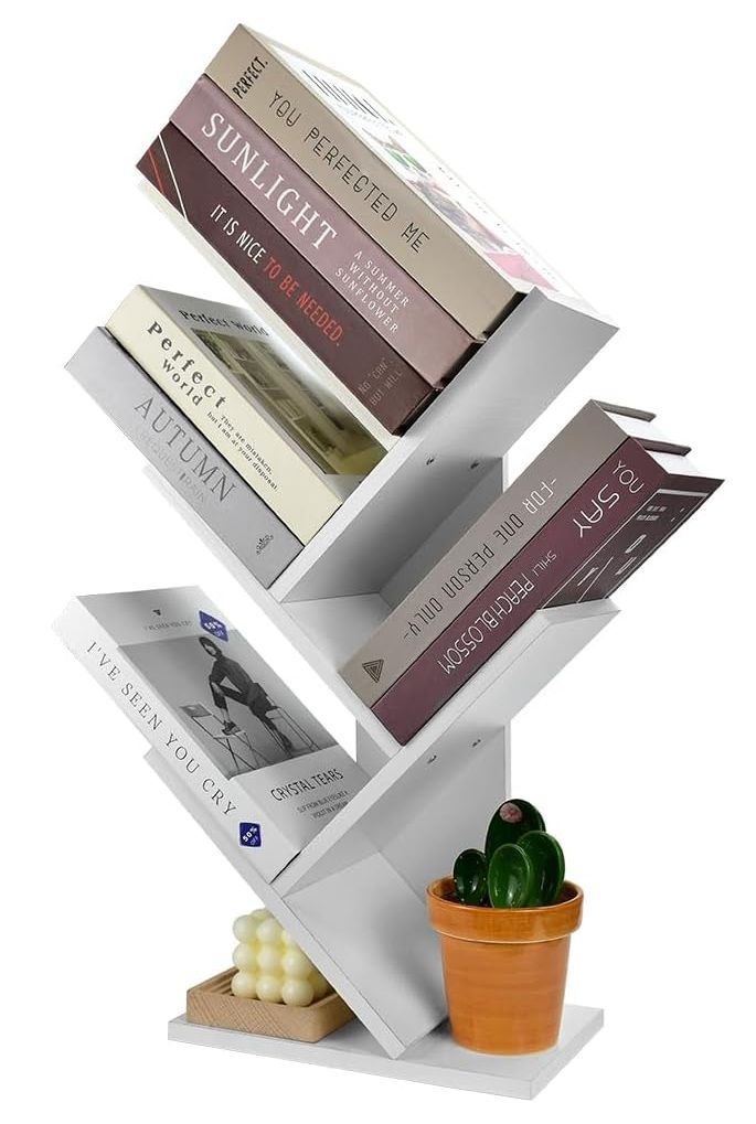 5-Tier Tree Bookshelf Storage Rack - White