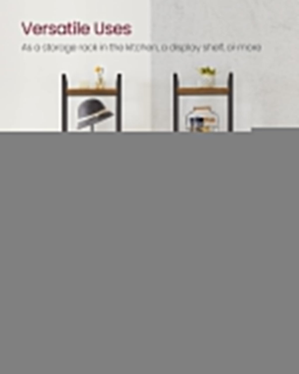 Small 6-Tier Industrial Bookshelf, Rustic Brown, Black