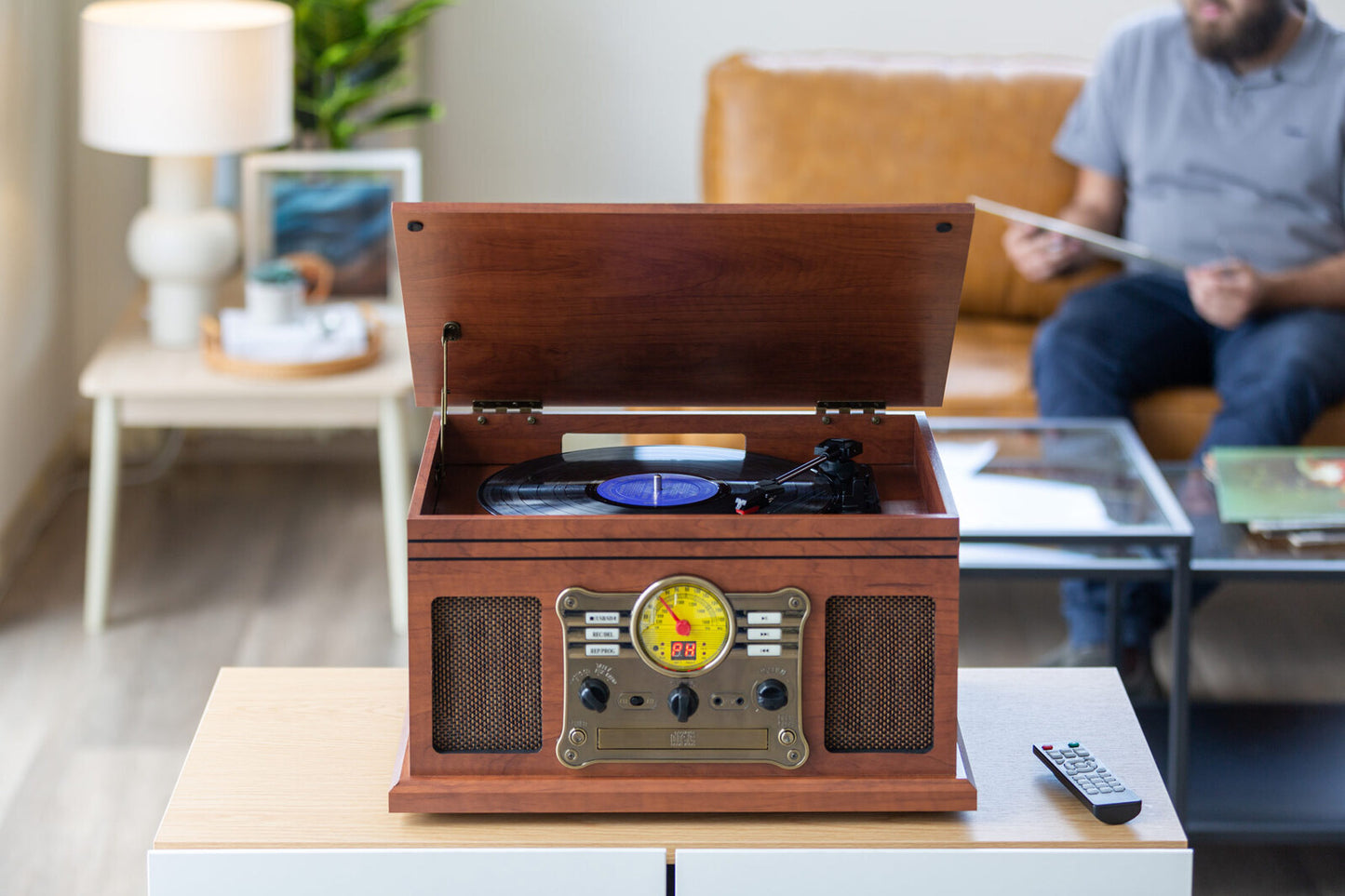 Vinyl, Turntable, Bluetooth + CD Player in 1 Retro Music Centre