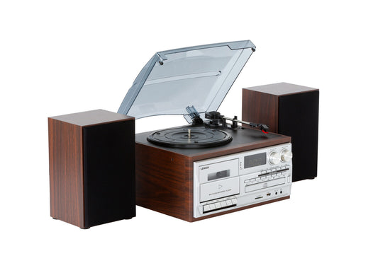 Audio Home Entertainment System (Brown) Turntable, CDs, Vinyl, Bluetooth & More