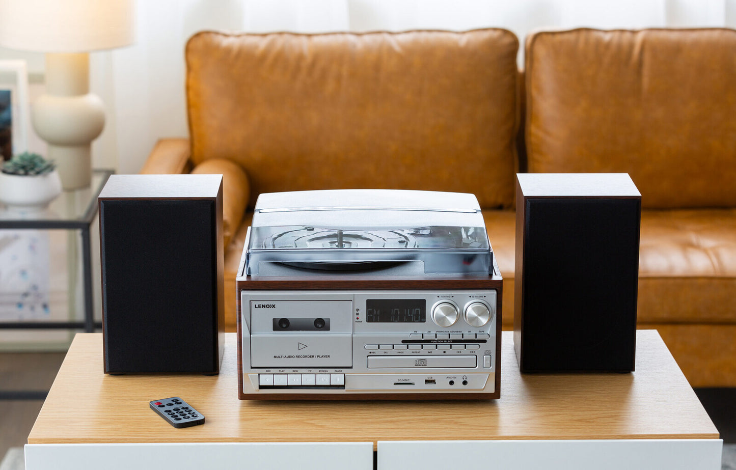 Audio Home Entertainment System (Brown) Turntable, CDs, Vinyl, Bluetooth & More