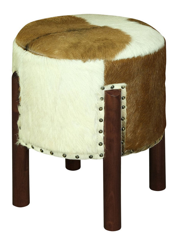 Heritage Genuine Goat Hide Ottoman/Footstool