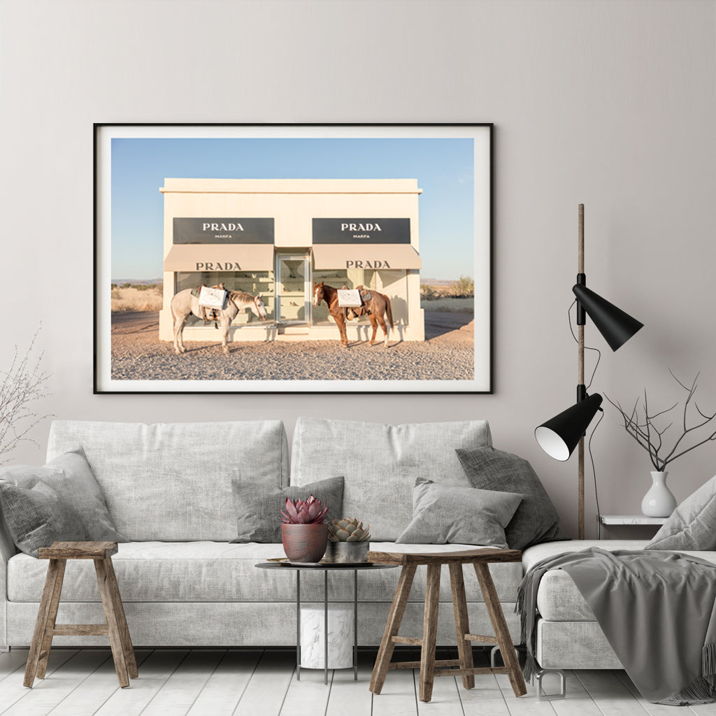 Wall Art 50cmx70cm Horses Fashion Black Frame Canvas