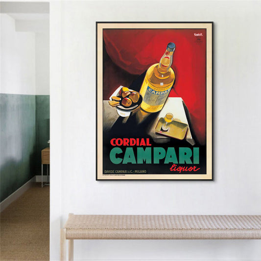 Wall Art 50cmx70cm Cordial Campari Liquor Black Frame Canvas