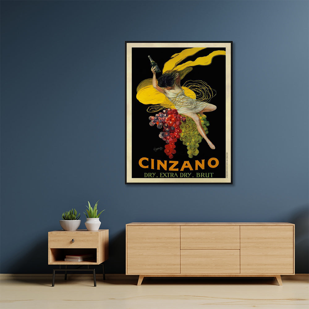 Wall Art 50cmx70cm Cinzano Black Frame Canvas