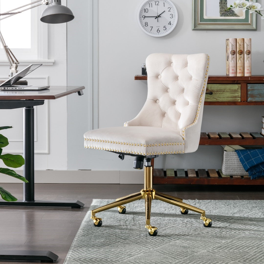 Velvet Home Office Chair- Beige