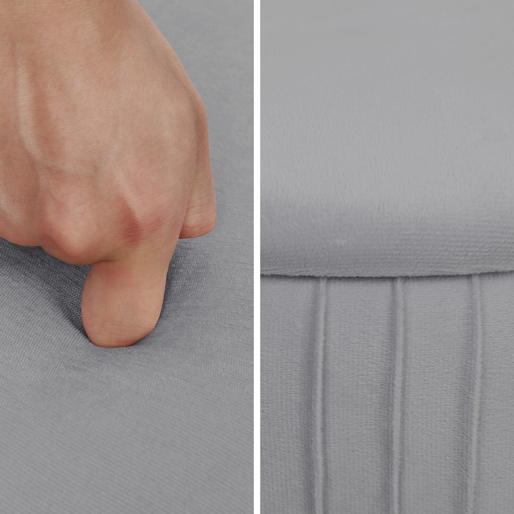 Grey Velvet Storage Ottoman with Gold Legs