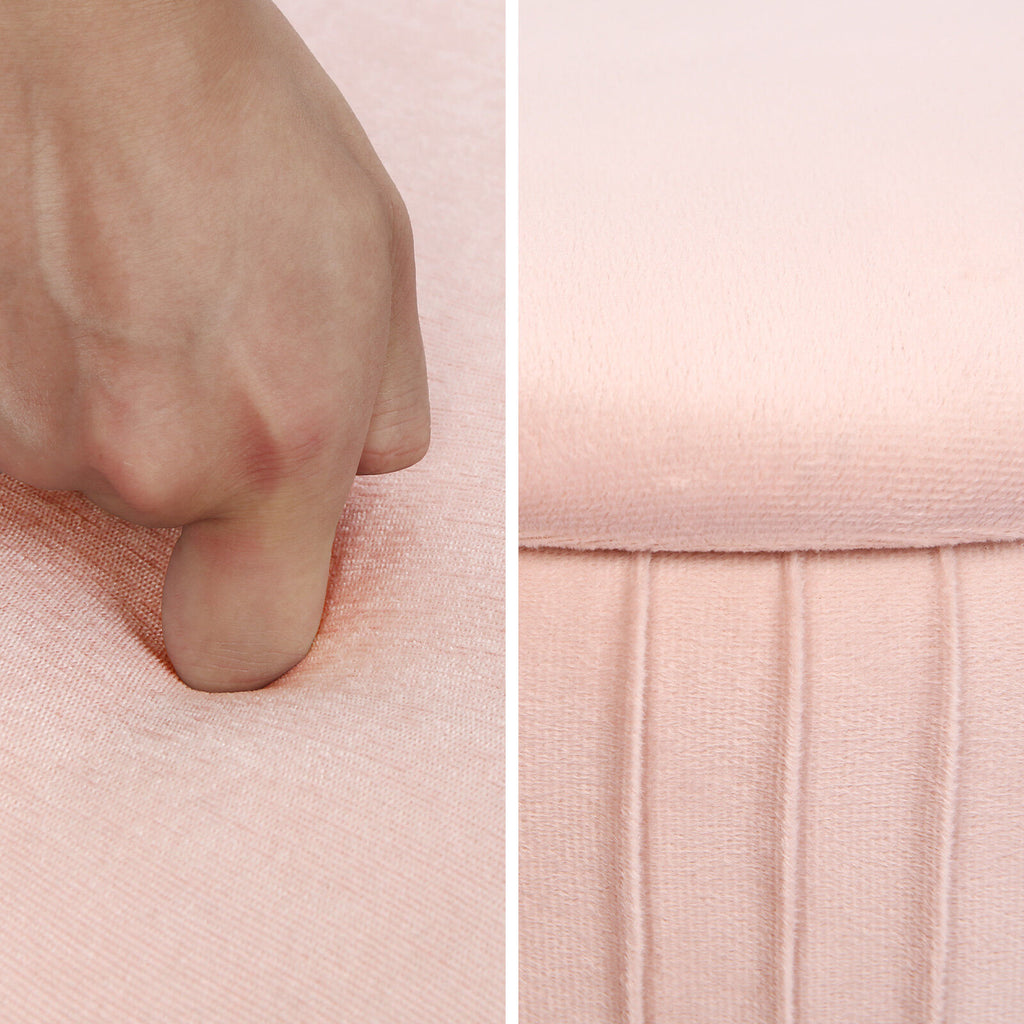 Pink Velvet Storage Ottoman with Gold Legs