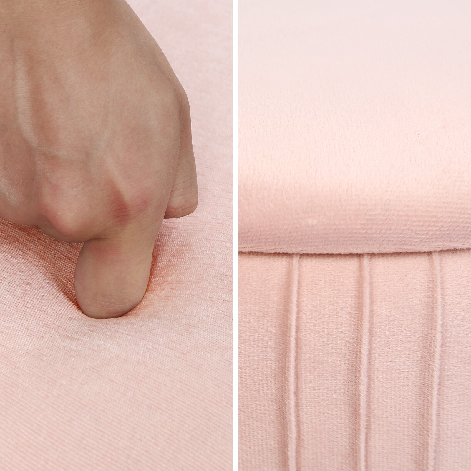 Pink Velvet Storage Ottoman with Gold Legs