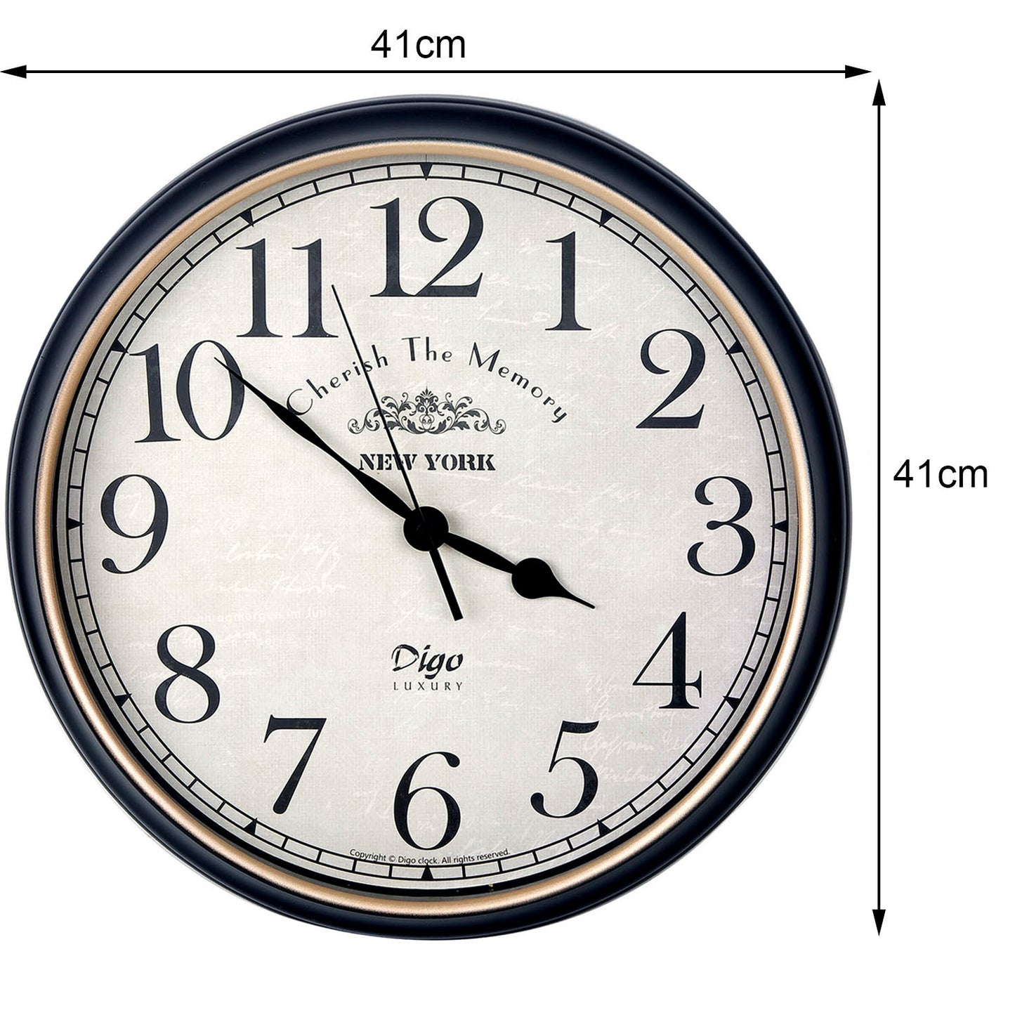 Wall Clock Large 41cm Silent Home Wall Decor Retro Clock for Living Room Kitchen Home Office