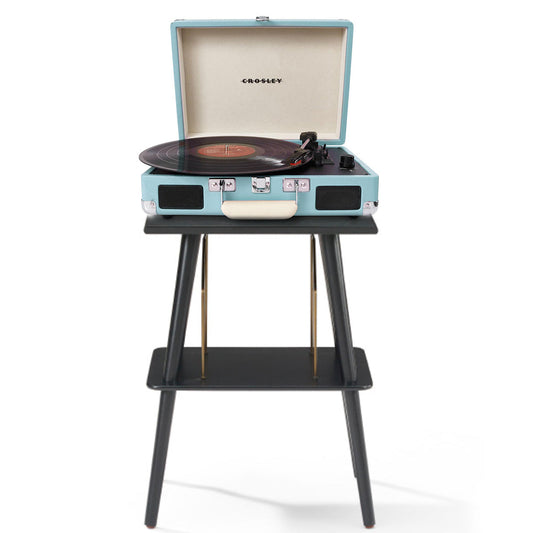 Crosley Cruiser Bluetooth Portable Turntable - Turquoise + Crosley Entertainment Stand Bundle