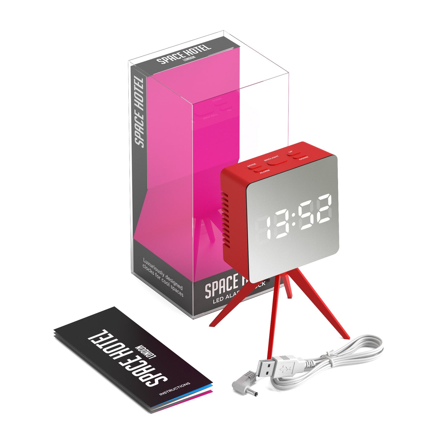 Newgate Space Hotel Droid Led Alarm Clock Red